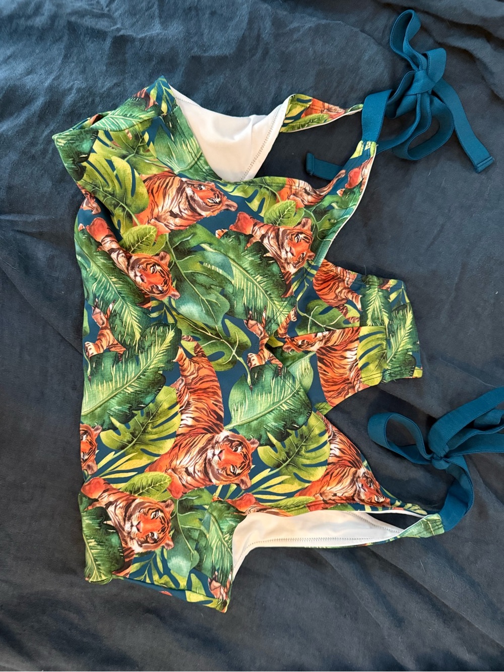Posh Peanut Teal & Orange Tropical Tiger One-Piece - Picture 3 of 3